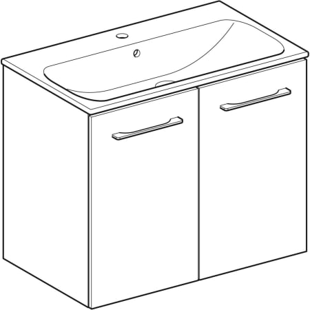 MOBILIER 80 CM SELNOVA SQUARE CU LAVOAR, DOUA USI, ALB